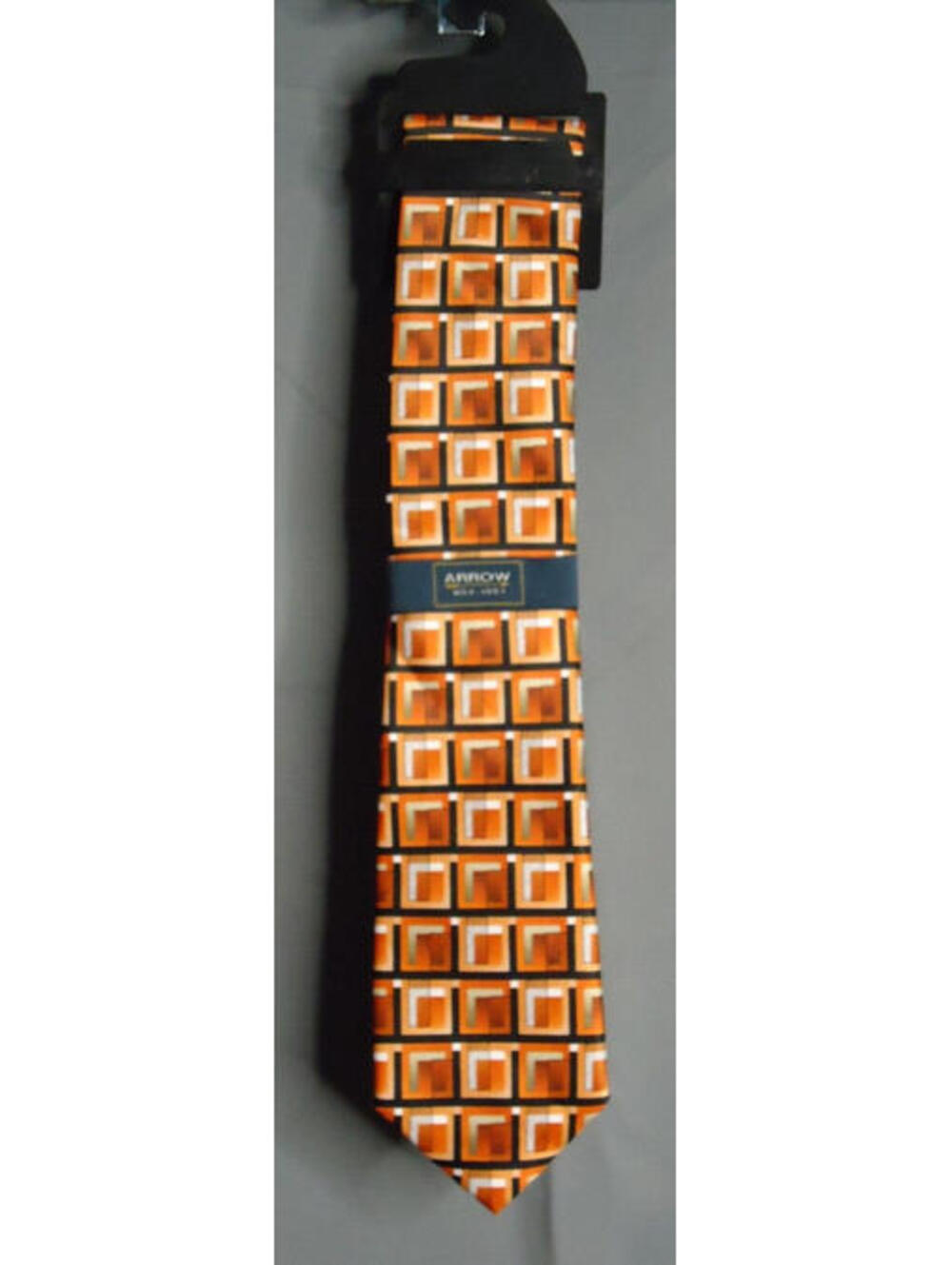 Arrow Men's Orange Geometric Square 100% Polyester Tie